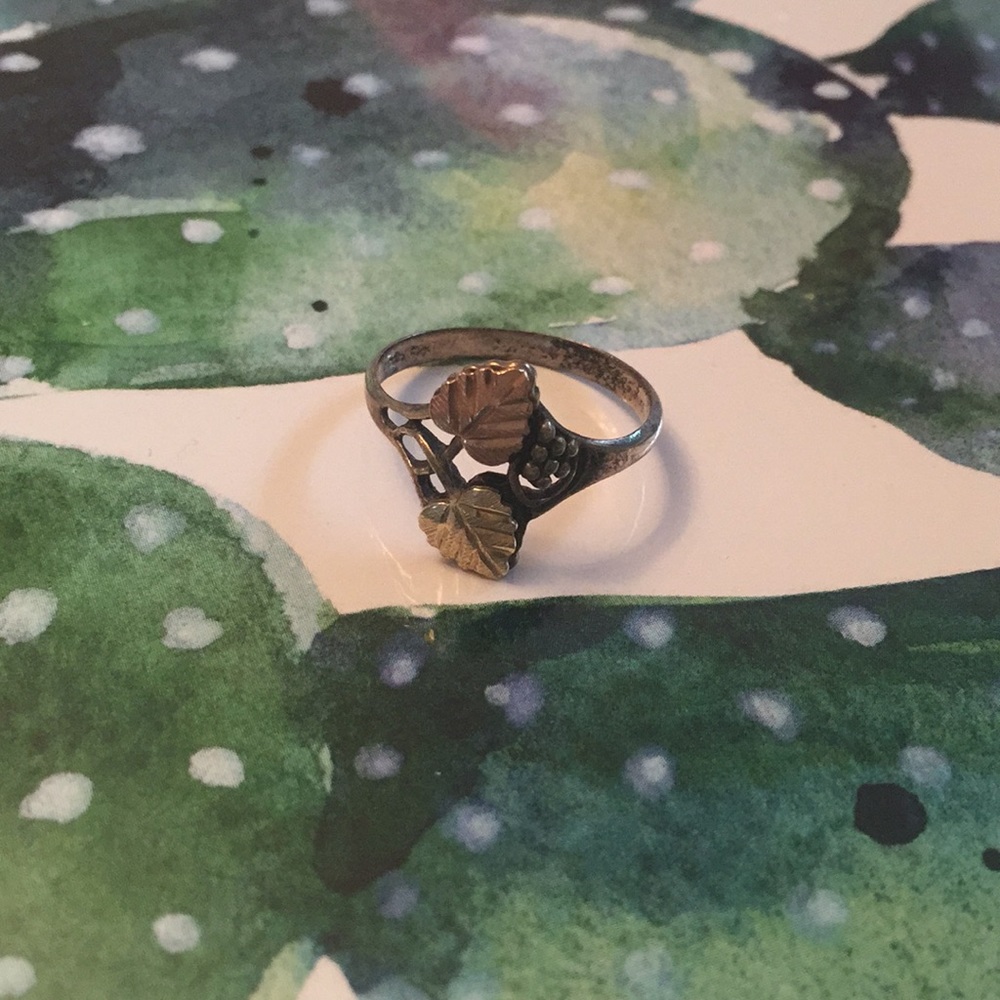 vintage grape leaf sterling ring size 7.5